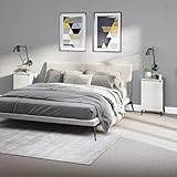 UYSELA Home Sets mit Nachttisch, 2 Stück, weiß, 40 x 35 x 70 cm, Holz-Design