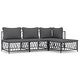 Festnight gartenlounge Metall gartensofa Metall Balkon Lounge Metall Lounge gartenmöbel Set Metall ecklounge Outdoor Metall Outdoor Sitzbank Garten -4-TLG-Anthrazit