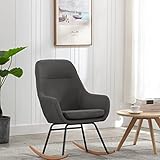 YUMENG Schaukelstuhl, Sessel Wohnzimmer, Schaukelsessel, Stillsessel, Schwingsessel, Ohrensessel, Tv Sessel, Rocking Chair, Relaxsessel, Dunkelgrau Stoff