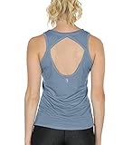 icyzone Damen Yoga Sport Tank Top - Rückenfrei Fitness Shirt Oberteil ärmellos Training Tops (L, Blue