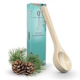 Bader Wellness® Saunakelle Holz I Aufgusskelle Sauna I Sauna Kelle - Sauna Zubehör, Ohne Saunakübel, I Hochwertiges Saunazubehör I Aus echtem Kiefernholz, 1 I Stück Saunalöffel Groß