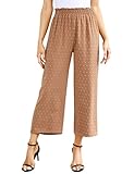 Clearlove Freizeithose Damen Weitbeinhose Lang Sommerhose Weites Bein Lounge Causal Pants(Khaki,L)