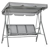 Outsunny Hollywoodschaukel 3-Sitzer Gartenschaukel Schaukelbank mit Dach Metall Grau+Silber 170 x 110 x 153 cm