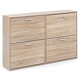 Schuhschrank WL5.828 Modern 120 x 81 x 24 cm Holz Schuhregal Sonoma 4 Fächer | Schuhkommode Flurschrank mit Ablage | Design Schuhkipper Schuhaufbewahrung | Flurkommode für Schuhe Hoch