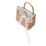 GOOHOCHY 1 Stück Rattan-Blumenkorb Strohhandtaschen Für Den Sommer Geflochtener Korb Zum Aufhängen Von Pflanzen Wanddekoration Blumensammelkorb Rattankörbe Weiden-Umhängetasche