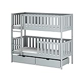 Kinderbett Etagenbett Hochbett Spielbett Stockbett MIA (Grau Kokos 11cm, 80 x 180 cm)