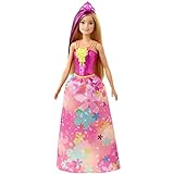 Barbie GJK13 - Dreamtopia Prinzessinnen-Puppe, ca. 30 cm groß, blond mit lila gesträhnter Haarpartie, mit pinkem Rock und Diadem, Sielzeug für Kinder im Alter von 3 bis 7 Jahren
