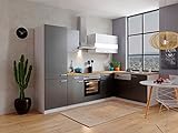 respekta Winkelküche Küchenzeile L-Form Küche Einbauküche weiß grau 280 x 172 cm