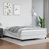 UYSELA Home Sets mit Boxspringbettgestell weiß 135x190 cm 4FT6 Doppelbett Kunstleder