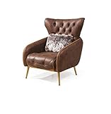 JV Möbel Sessel 1 Sitzer Braun Wohnzimmer Leder Design Chesterfield Italienischer Stil