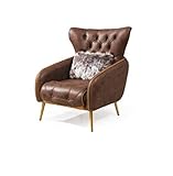 JV Möbel Sessel 1 Sitzer Braun Wohnzimmer Leder Design Chesterfield Italienischer Stil