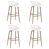 Barhocker 4er-Set, Bistrohocker Tresenhocker Barstuhl aus Metall und PP, Industrieller Barstuhl, Stabiles Metallgestell, für Restaurant, Küche, Bar, 48 x 47,5 x 95,5 cm Weiß