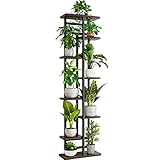 VASZOLA Hölzern Blumenregal Pflanzenregal 8-Tier 9 Töpfe, Mehrstöckig Blumenständer Pflanzenständer Blumenbank Blumentreppe Pflanzentreppe Standregal für Innen Außen Garten Balkon Deko (Schwarz)