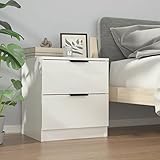 JUNZAI Nachttisch, Nachtschrank, Nachtkästchen, Bedside Table, Nachtkommode, Nightstand, Nachtkonsole, Nachttischschrank, Bedsidetable, Weiß Holzwerkstoff