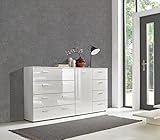 BMG Möbel Kombikommode »Marbella Kommoden-Set 4« (Schubkastenkommode Kommode, Schubkastenkommode + Kombikommode), Fronten und Oberboden in weiß Hochglanz