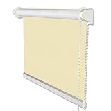 INTERDECO Verdunkelungsrollo/Thermo Rollo, Beige BxH 71 x 215 cm, Klemmfix Rollos ohne Bohren für Balkontüren, Seitenzugrollos mit Silberbeschichtung