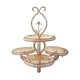 Lightakai - Obst Etagere, 4 Etagen Tortenständer Glas Metall Kuchenständer Tortenplatte für Hochzeit Tischdeko Nachmittagstee Party Deko, Gold (#B)