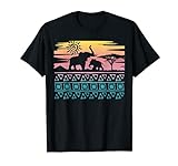 Afrikanische Dekofigur Elefant, Retro, Sonnenuntergang T-Shirt