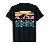 Afrikanische Dekofigur Elefant, Retro, Sonnenuntergang T-Shirt