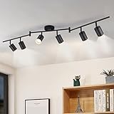 Gr4tec Deckenstrahler LED 6 Flammig, Modern LED Deckenleuchte Strahler Schwarz, Deckenlampe Spot Schwenkbar, Metall Deckenspot GU10 für Flur Küche Schlafzimmer Wohnzimmer (Ohne Leuchtmittel)
