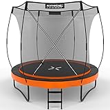 KINETIC SPORTS Trampolin Outdoor 244 cm 'Ultimate Pro' – TÜV GS-geprüft, Designed in Germany, Fiberglas Netzstangen, AirMAXX Technologie, Premium Gartentrampolin Kindertrampolin, Sunset Orange