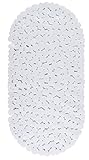 Luxtor Badewannenmatte Steinoptik, Antirutschmatte für Badewanne mit Saugnäpfen, Wanneneinlage rutschfest 36 x 69 cm, (Weiß)