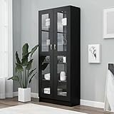 Yongdu Vitrinenschrank, Vitrine, Wandschrank, Schrank Regal, Glasregal, Glasvitrine Stehend, Eckvitrine, Manga Regal, Schwarz 82,5x30,5x185,5 cm Spanplatte