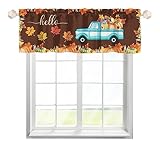 One Lover Kürbis Ahornblätter Herbst Scheibengardine Bistrogardine mit Stangendurchzug Stores Gardinen Schals Landhaus Küchenvorhang für Badezimmer Klein Fenster Multicolor 137x45cm,1 Stück