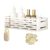 FESTAS Dusch-Organizer, Edelstahl-Duschablage, ohne Bohren, Duschregal mit Haken, Wandmontage, selbstklebend, for Badezimmer, Toilette, schwarz, 1 Geschichte (Color : Bianco, Size : 1 Story)