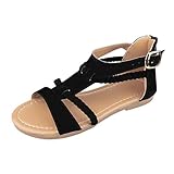 ✿Eaylis Damen Sandalen Mode GroßE GrößE LäSsig Schnalle Gewebt Flachen Boden Sommer Strand Schuhe Hausschuhe Stilvoll und elegant