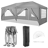 COBIZI Faltpavillon Wasserdicht Gartenpavillon,3x6M Outdoor Faltpavillon Partyzelt Pavillon Festzelt mit 6 Seitenwänden für Freien, Garten, Party, Hochzeit,Picknick, Markt,Grau