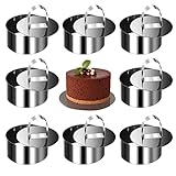 XZMCAT 8 Stück Kuchenringe Set,Runder Mousse Ring,Edelstahl Runde Mousse Ring,mit Deckel,für Zubereitung von Eierteig-Mousse-Desserts zu Hause (8CM Durchmesser)