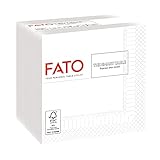 Fato, Einweg-Papierservietten, Ideal für Aperitifs und Cocktails, Packung mit 100 Servietten, Größe 24x24, Gefaltet in 4 und 2 Lagen, Farbe Weiß, 100% Reines Zellulosepapier, FSC zertifiziert