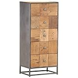 BULANED Highboard, Wohnzimmerschrank, Sideboard Wohnzimmer, Esszimmermöbel, Vitrinenschrank, Hochschrank, mit Schubladen 45x30x100 cm Altholz Massiv