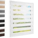 Foxx Doppelrollo Klemmfix Weiss 110x140 cm Duo Rollo Fensterrollo für Fenster/Türen Gardine Klemmrollo ohne Bohren Seitenzugrollo Sichtschutz Sonnenschutzrollo Zebrarollo