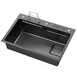 Küchenspülen Spüle Mit Abflusskorb, Schneidebrett Waschbecken Im Esszimmer Einer Wohnung Küchenspülbecken Eingebautes Barwaschbecken (Color : Schwarz, S : 75 * 46 * 22cm)