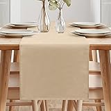 Tischläufer Frühling Modern, Tischläufer Abwaschbar, Tischläufer Leinenoptik, Tischläufer Wasserabweisend, Tischläufer für Esszimmer Party Urlaub Dekoration (Beige, 40 x 180 cm)
