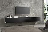 Wuun® 240cm/Schwarz-Matt (Korpus Schwarz-Matt) I 100cm-280cm I TV Lowboard TV Board hängend Hängeschrank Wohnwand/Somero