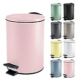 Spirella Kosmetikeimer 3 Liter Edelstahl mit Absenkautomatik und Inneneimer Adelar Badezimmer Mülleimer Softclose Abfalleimer rosa