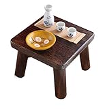 Couchtisch im japanischen Stil, Massivholztisch, Mini-Quadrattisch, Lerntisch, Laptop-Tisch, Mini-Holzbank (Farbe: Braun, Größe: 50 x 50 x 28 cm)