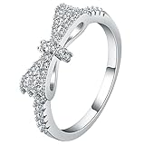 Musihy Verlobungsring Damen, Verlobungsring Zirkonia Eheringe Silber Bowknot Geformt mit Zirkonia Verlobungsring Damen 54