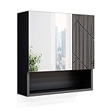 Vicco Spiegelschrank Badspiegel Wandspiegel Irma 54 cm modern Badezimmer Spiegel Badezimmerschrank Badezimmermöbel Spiegeltür Schranktür Hängeschrank Einlegeboden Regal Ablage (Anthrazit Hochglanz)