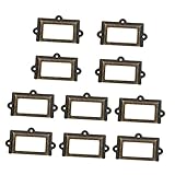 Parliky 10 Stück Medikamentenbox Etikettenbox Regal Etikettenhalter Metall Kartenhalter Vintage Knöpfe Vintage Schubladengriffe Antik Etikettenrahmen Halter Schubladenhalter