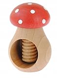 Gluecksshop®Nussknacker aus Buchenholz, nachhaltig in der EU hergestellt, Pilz rot 10,5 x 7,0 x 7,0 cm oder braun 10,5 cm x 7,0 cm oder Pilz mit Flechtkorb für die Nüsse (Pilz ROT)