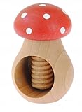 Gluecksshop®Nussknacker aus Buchenholz, nachhaltig in der EU hergestellt, Pilz rot 10,5 x 7,0 x 7,0 cm oder braun 10,5 cm x 7,0 cm oder Pilz mit Flechtkorb für die Nüsse (Pilz ROT)
