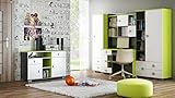 Best For Kids Kinderzimmer Jugendzimmer Juniorzimmer Komplett Set A Green (Set, 4-St. Schreibtisch + Kleiderschrank + Regal + Kommode)