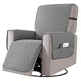 HIUAUIH Liegesofa Sesselbezug, esselschoner Sesselauflage, Sesselschoner mit Taschen, Fernsehsessel Schutzbezug Anti-Rutsch für Zuhause mit Kindern und Haustieren Hund (Grau, Klein)