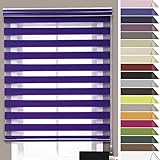 RYNS Seitenzugrollo Verdunklungsrollo 45x350cm Doppelrollo verdunkelnd Wandmontage Deckenmontag Fensterrollo Doppelrollo Klemmrollo für Fenster und Sichtschutz, Lila