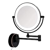 AMHIL Schminkspiegel an der Wand montiert 20,3 cm, runder Schminkspiegel mit Licht, perfekt for Schminktisch im Schlafzimmer oder Badezimmer