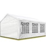 TOOLPORT Partyzelt Pavillon 4x6 m in weiß PE Plane 350 N Wasserdicht UV Schutz Festzelt Gartenzelt
